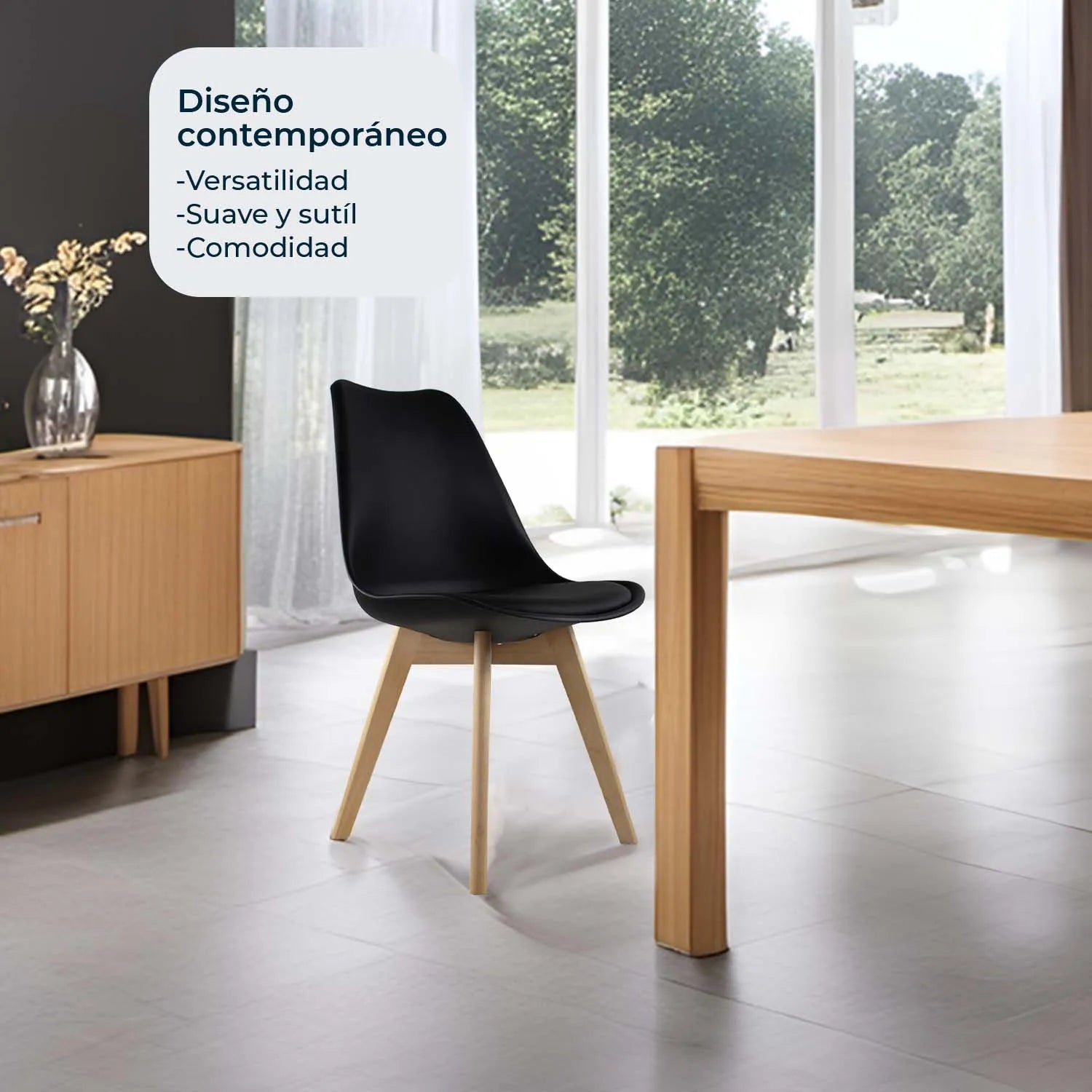 Comedor Mesa Oslo 80 Blanca + 4 sillas Frankfurt