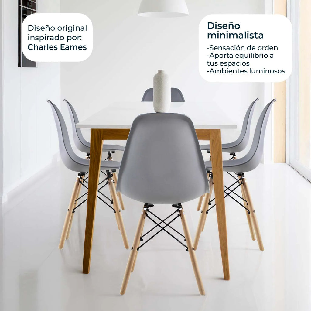 Comedor Mesa oslo 80 Nogal + 4 Sillas Oslo