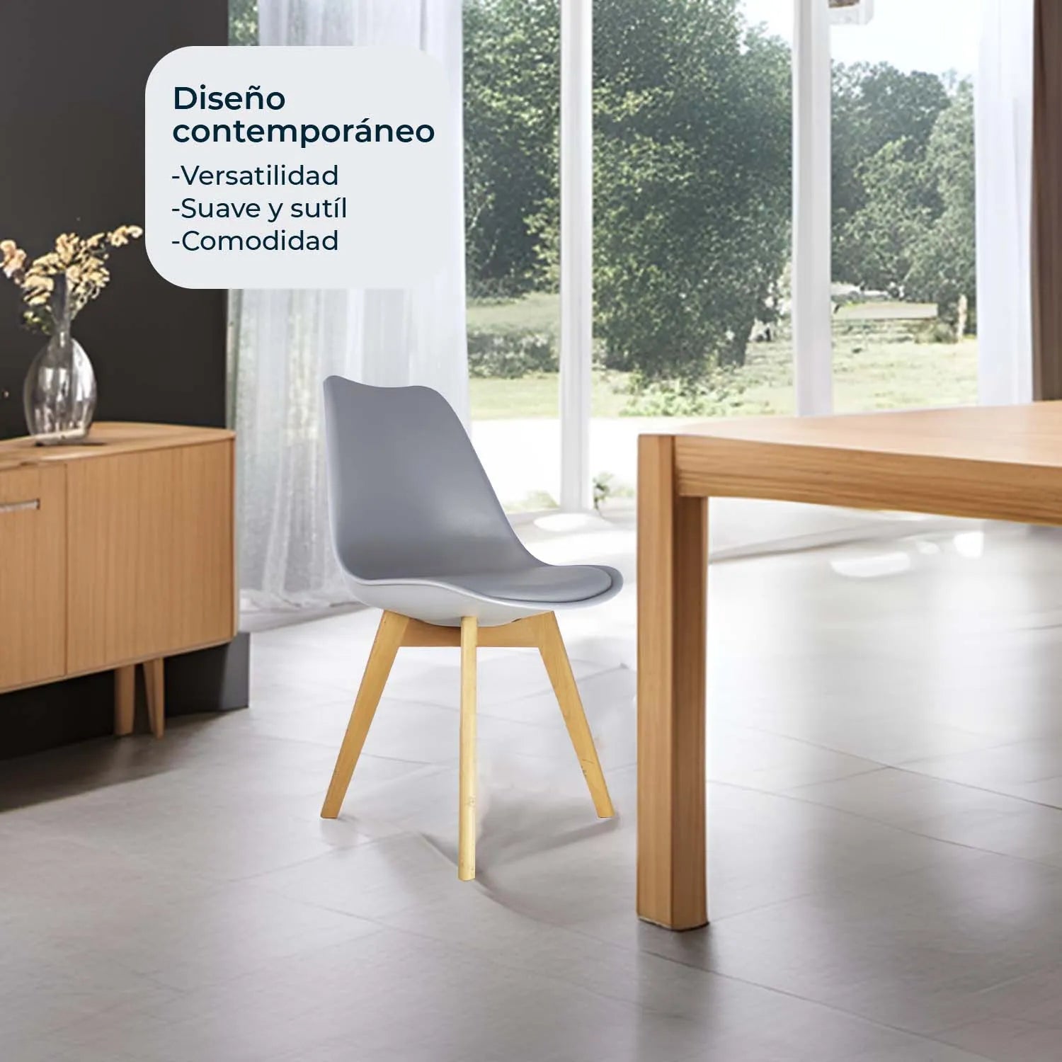 Comedor Mesa oslo Cristal T8 + 4 Sillas Frankfurt