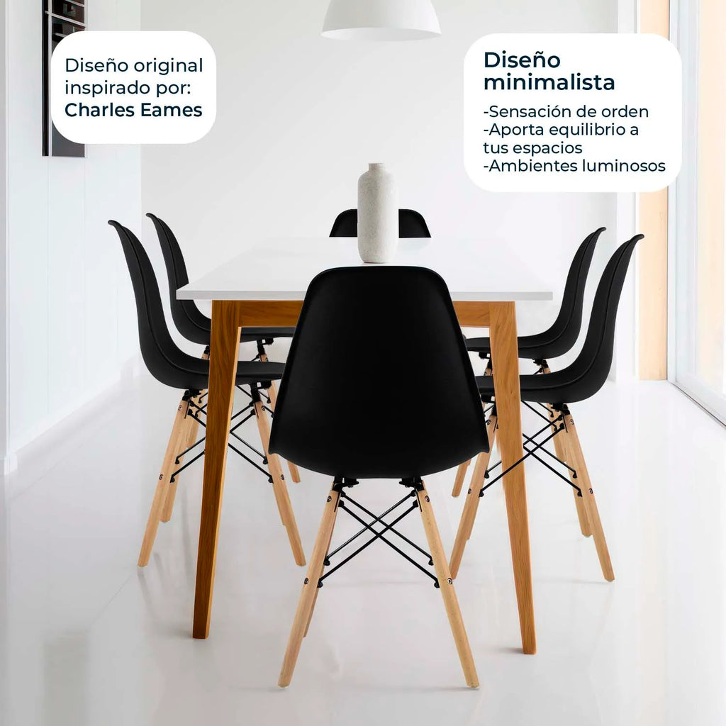 Comedor Mesa Oslo Rectangular Blanca + 4 Sillas Oslo