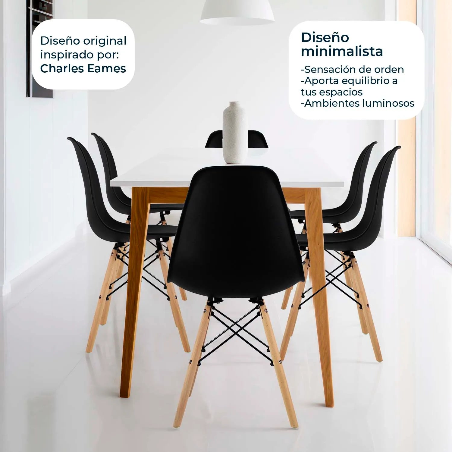 Comedor Mesa oslo 80 Blanco + 4 Sillas Oslo