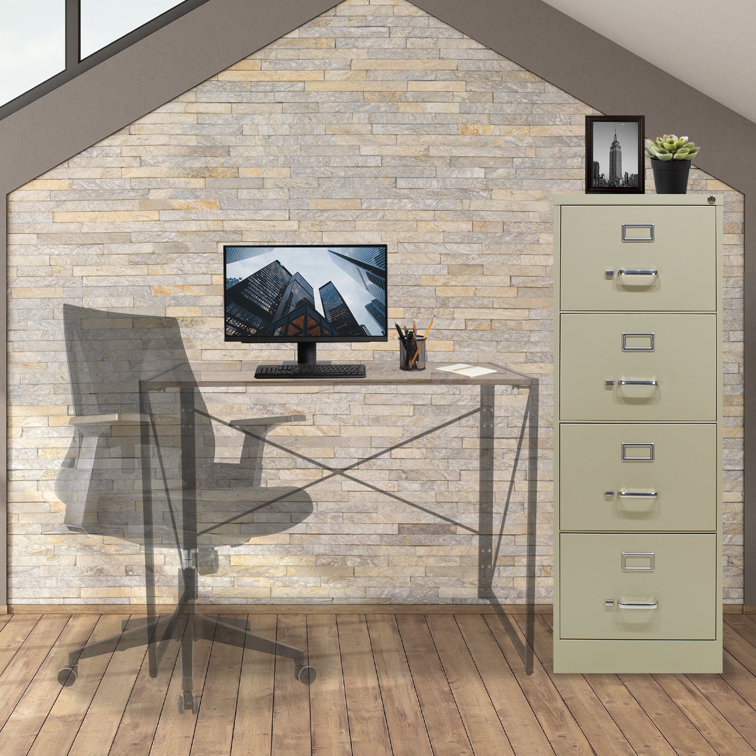 Archivero Metálico de 4 gavetas Oficio 14118 color Arena