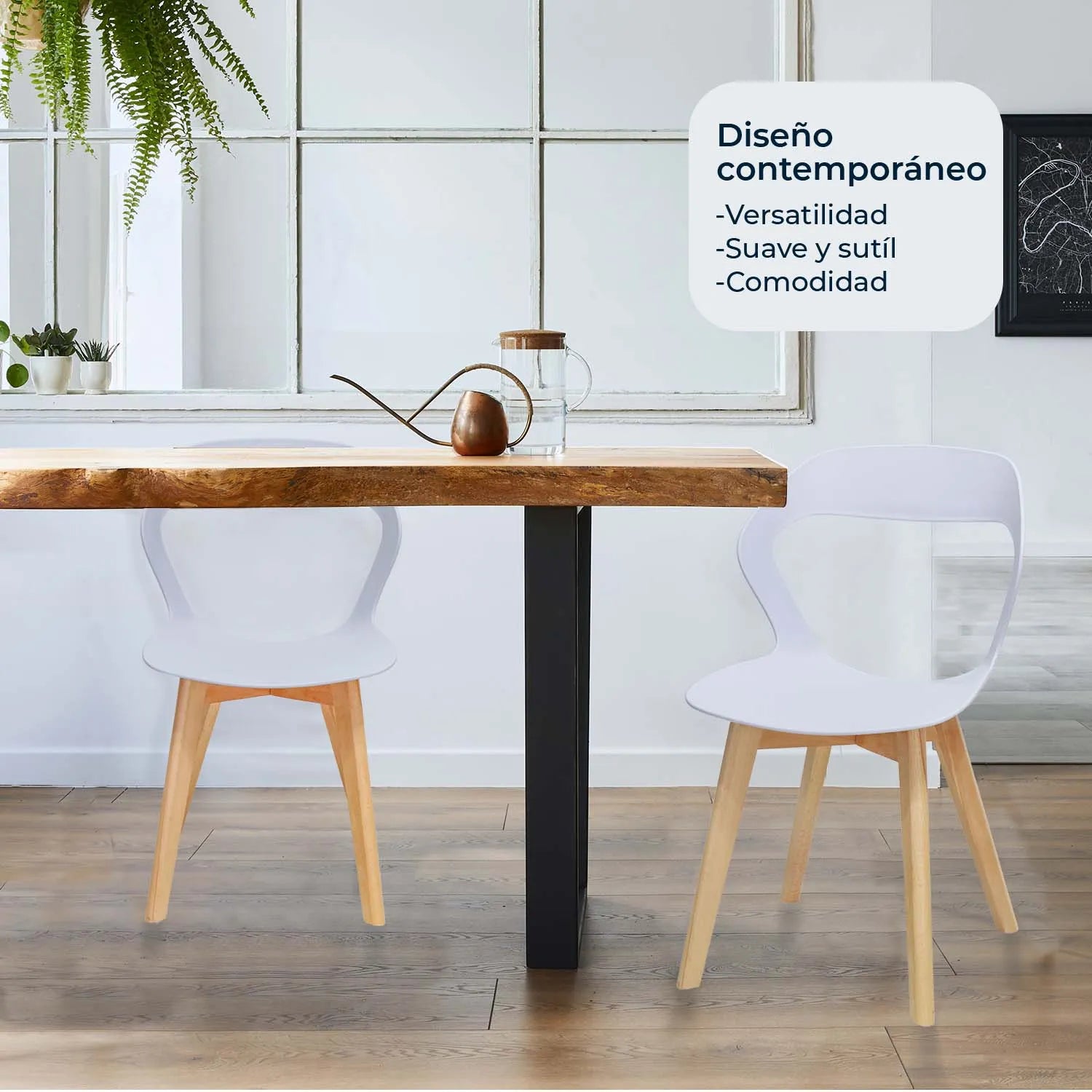 Comedor Mesa Cristal T8 + 4 Sillas Moura