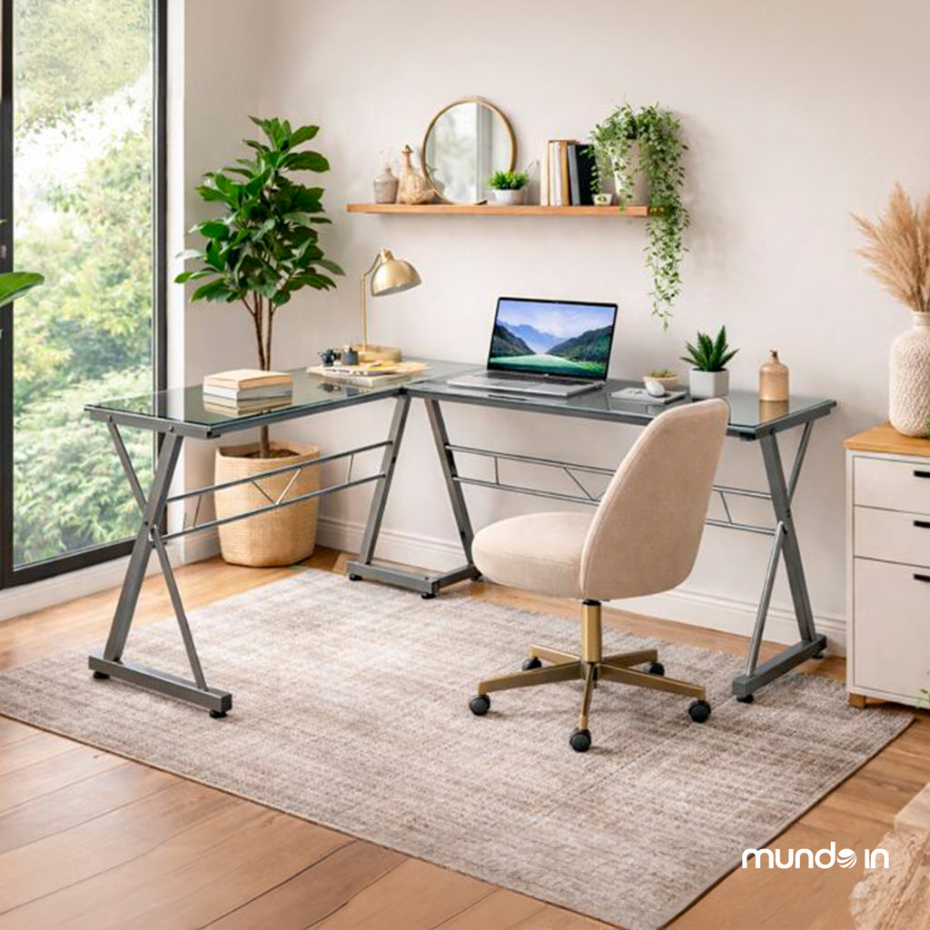 ESCRITORIO JM-909GN CRISTAL NEGRO