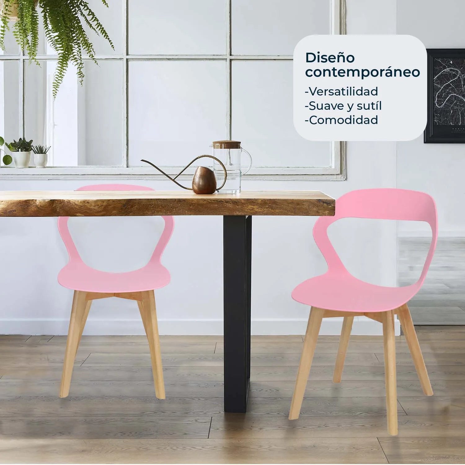 Comedor Mesa Oslo 80 Negro + 4 Sillas Moura