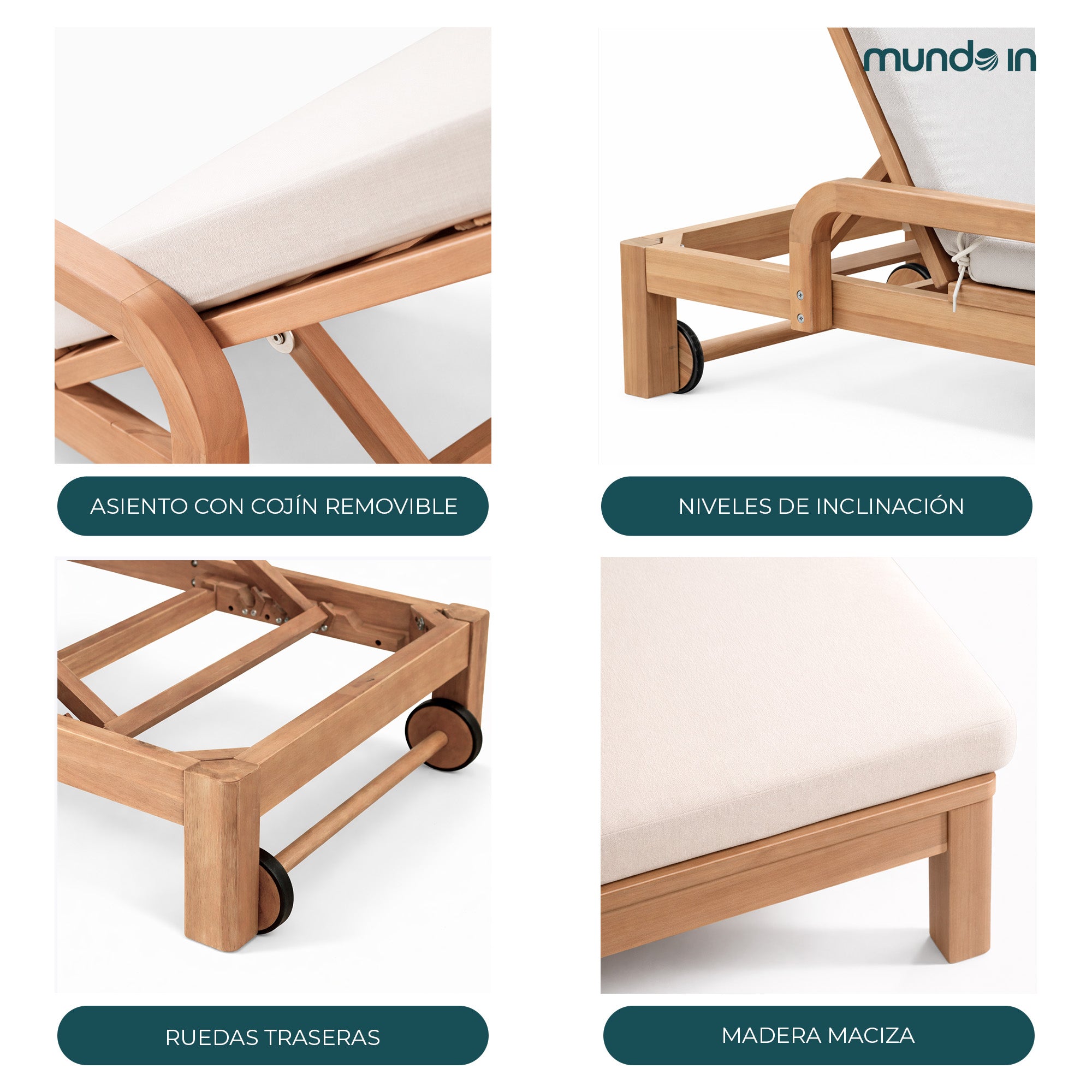 Camastro de madera individual Saona