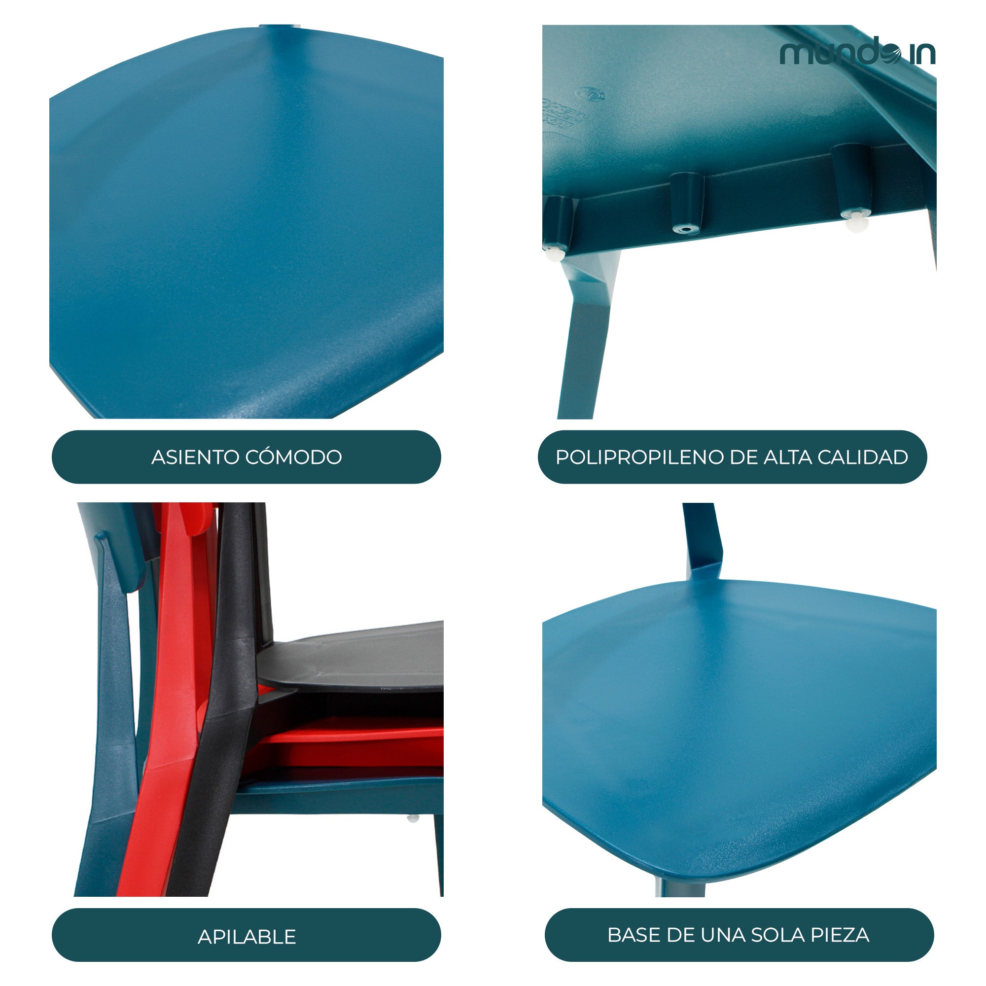 Comedor Mesa Cuadrada Lodi + 4 Sillas Brianza para exterior o comercio