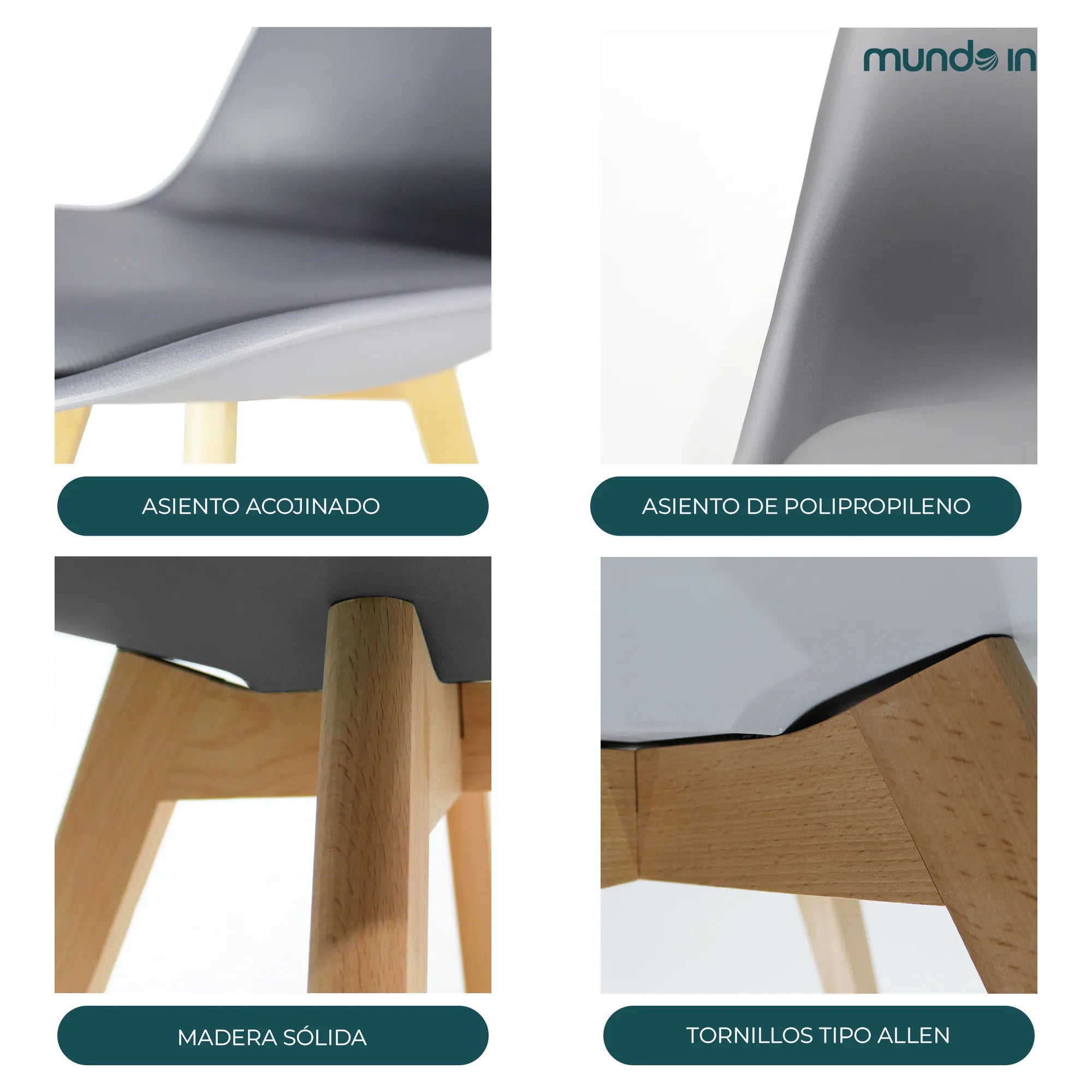 Set de 2 Sillas Frankfurt | Sillas Eames acojinadas para comedor