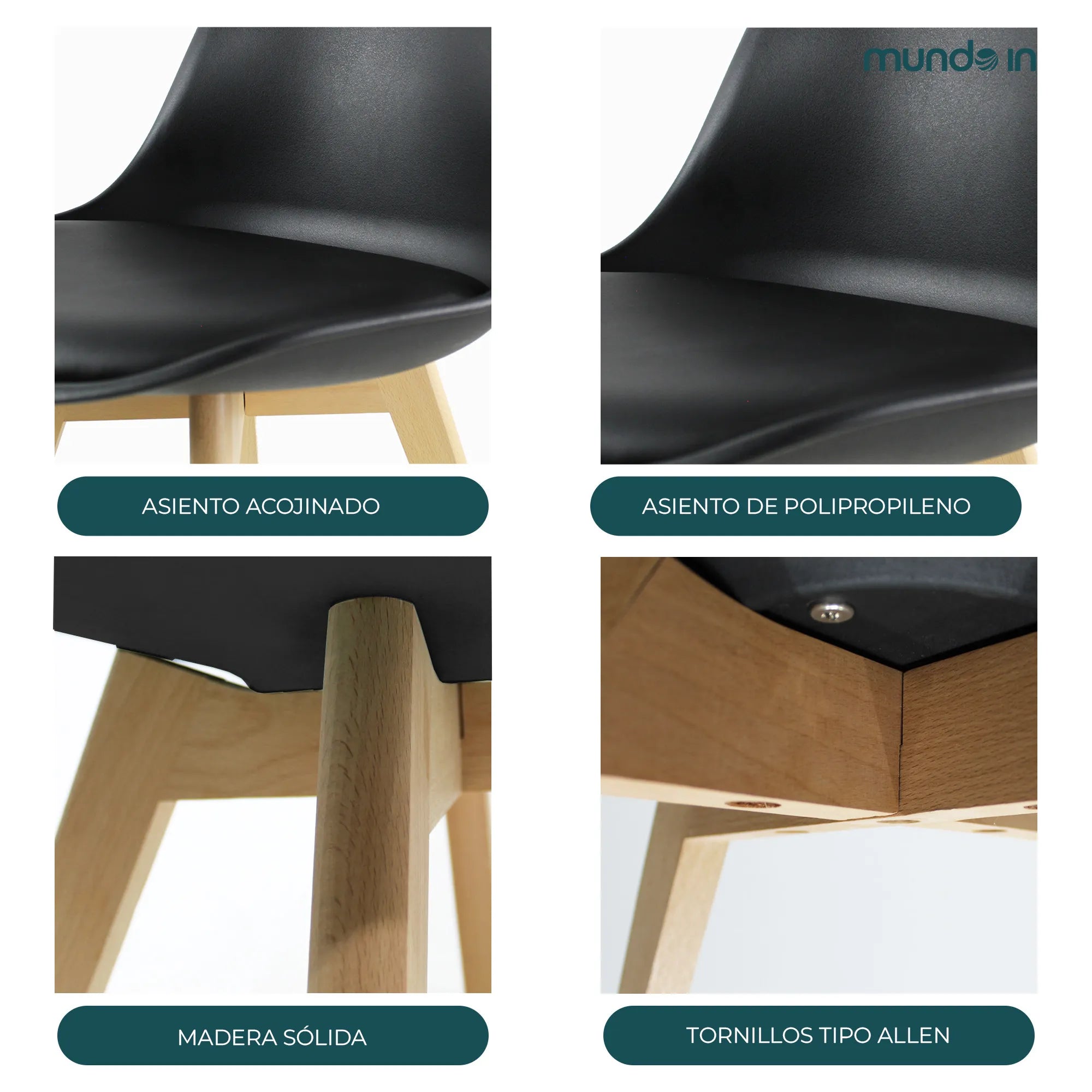 Set de 2 Sillas Frankfurt | Sillas Eames acojinadas para comedor