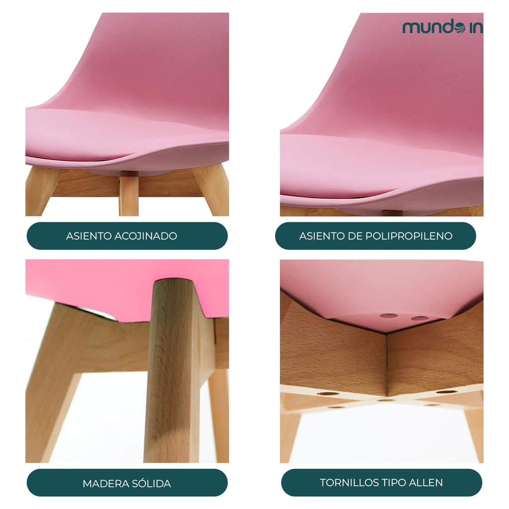 Set de 2 Sillas Frankfurt | Sillas Eames acojinadas para comedor