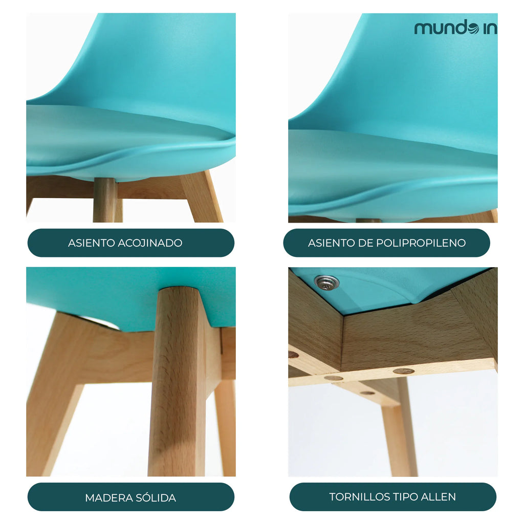 Set de 2 Sillas Frankfurt | Sillas Eames acojinadas para comedor