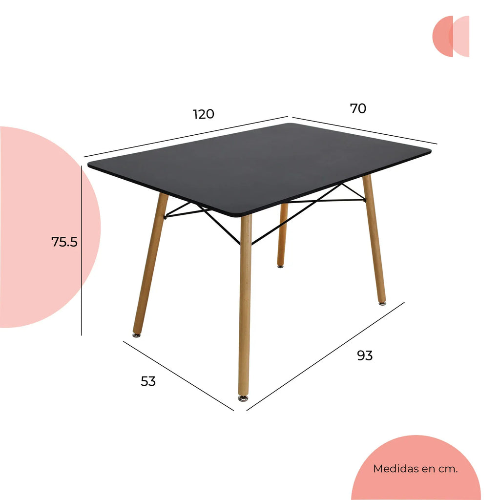 Comedor Mesa Oslo Rectangular Negro + 4 Sillas Oslo