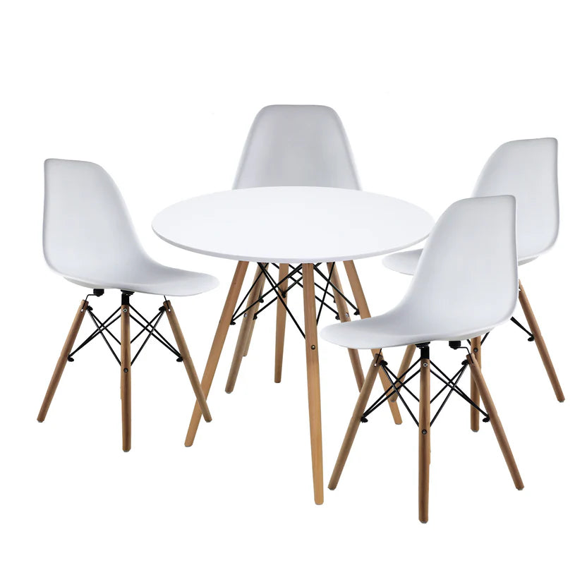 Comedor Mesa oslo 80 Blanco + 4 Sillas Oslo