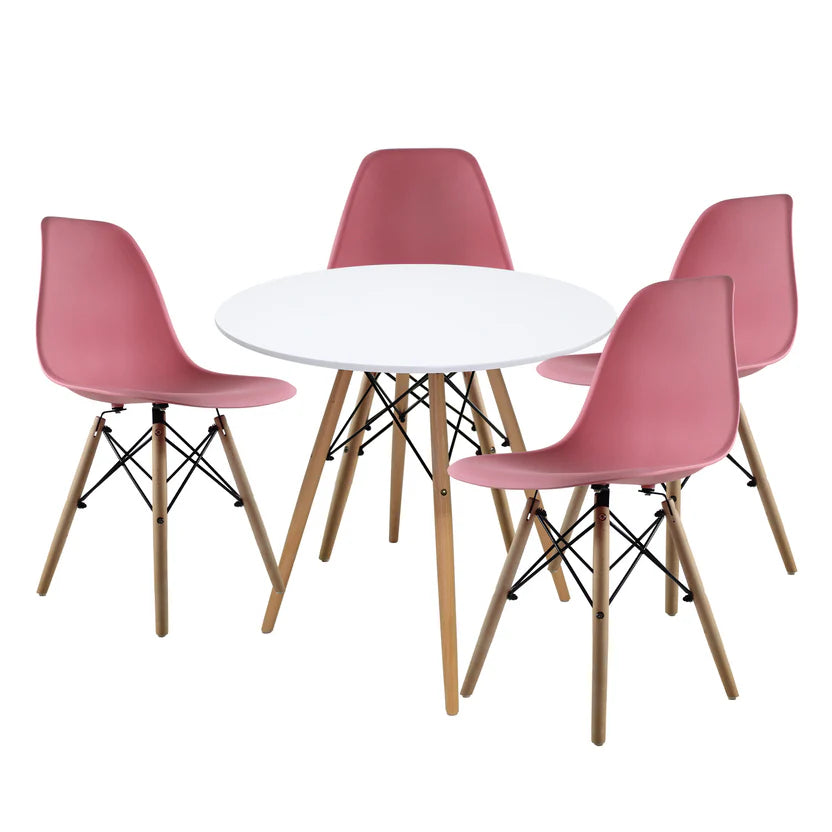 Comedor Mesa oslo 80 Blanco + 4 Sillas Oslo