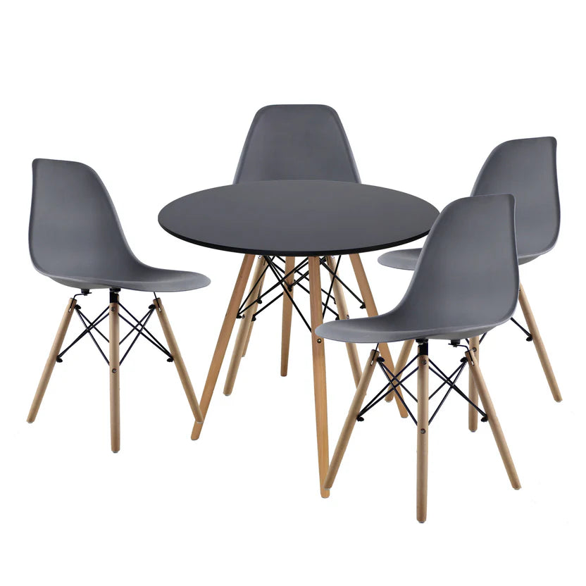 Comedor Mesa oslo 80 Negro + 4 Sillas Oslo