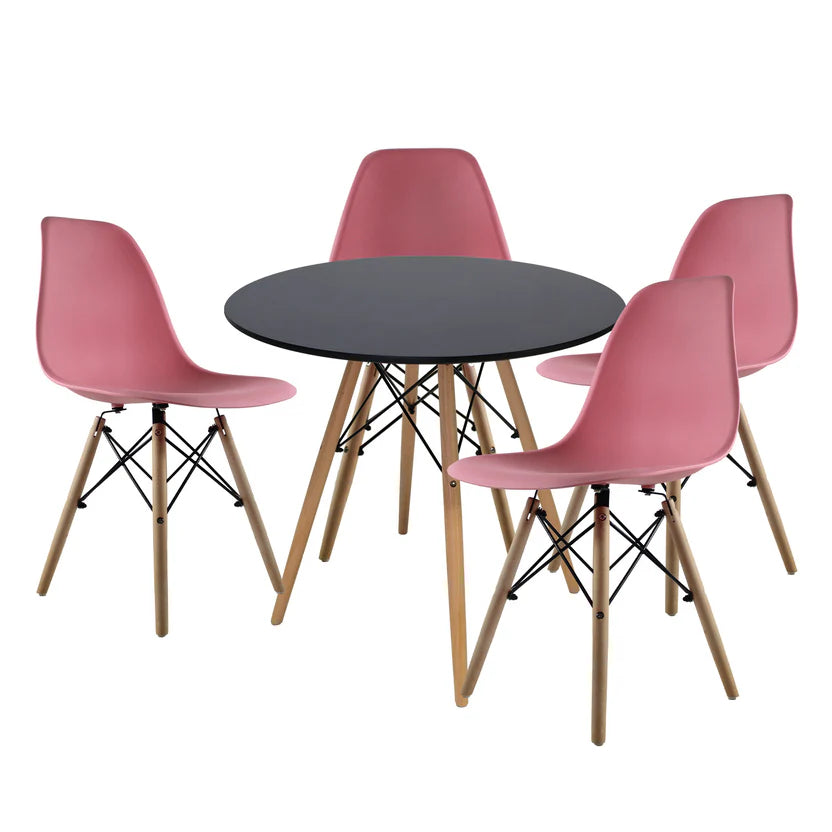 Comedor Mesa oslo 80 Negro + 4 Sillas Oslo