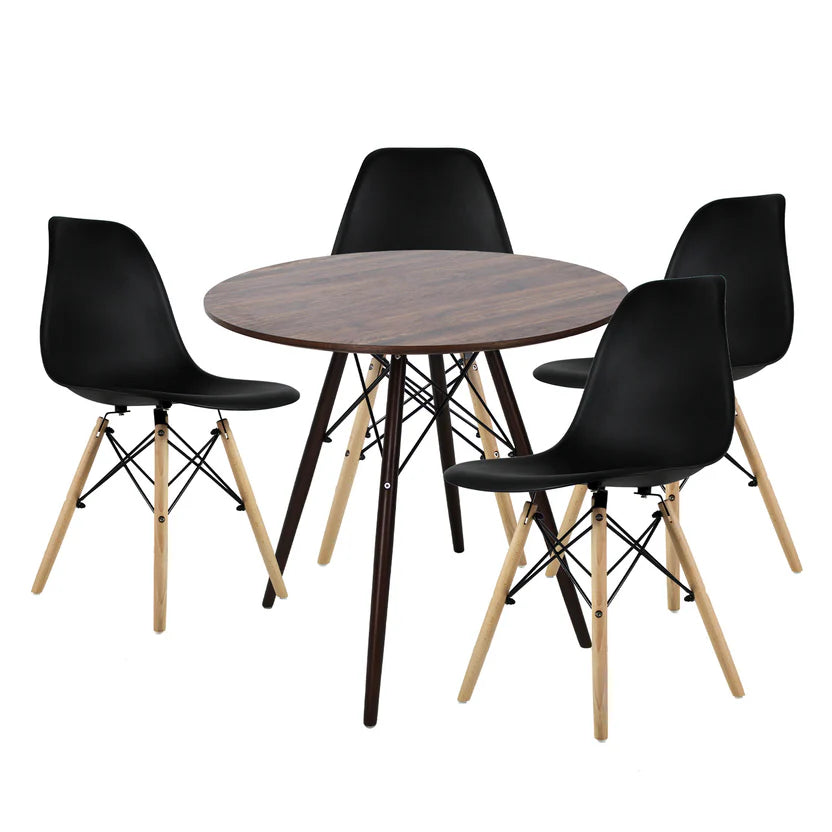 Comedor Mesa oslo 80 Nogal + 4 Sillas Oslo