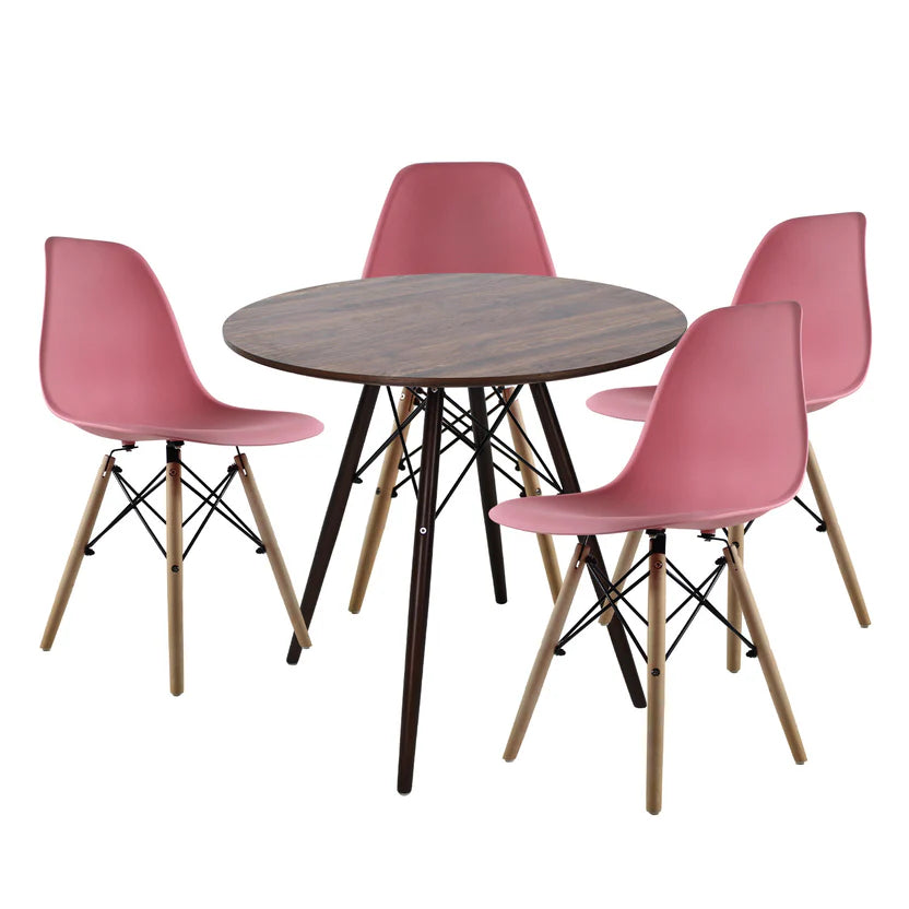 Comedor Mesa oslo 80 Nogal + 4 Sillas Oslo