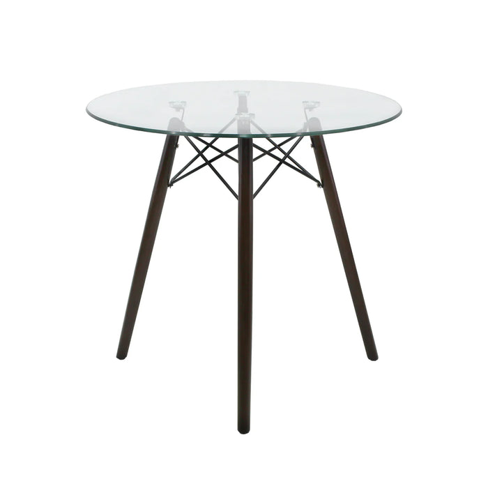 Comedor Mesa Cristal T8 Nogal + 4 Sillas Moura