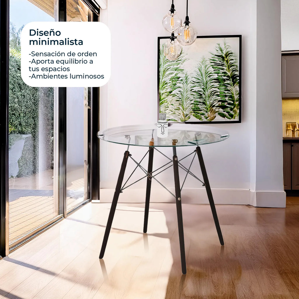 Mesa de Comedor Circular Oslo T8 Nogal