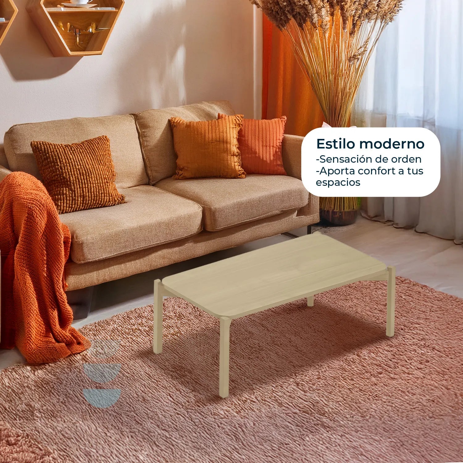 Mesa de centro recta Palu 100x50 19603