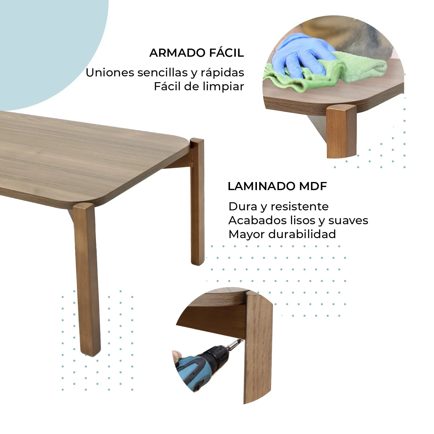 Mesa de centro recta Palu 100x50 19603