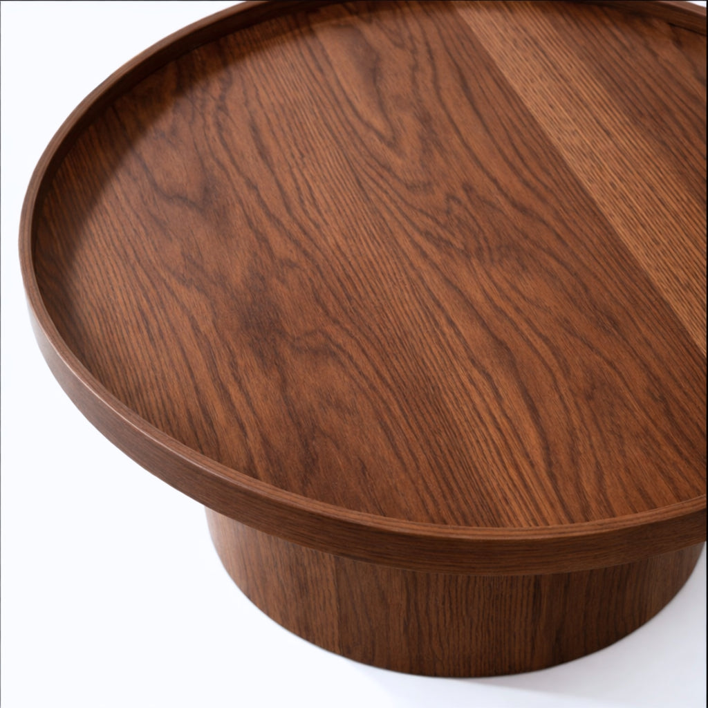 Mesa de centro Perak – Redonda en nogal y encino 80 cm