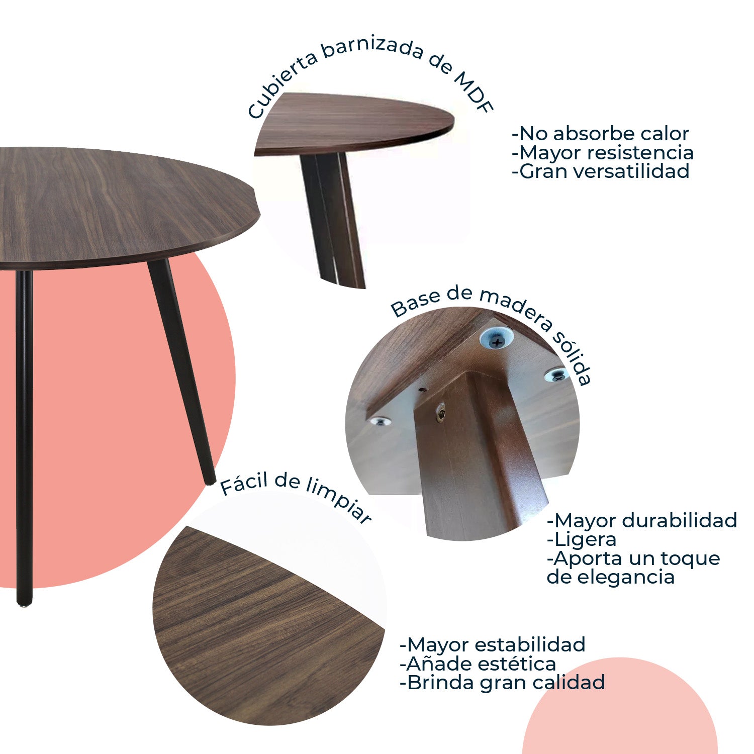Mesa de Comedor Circular Frankfurt 100cm