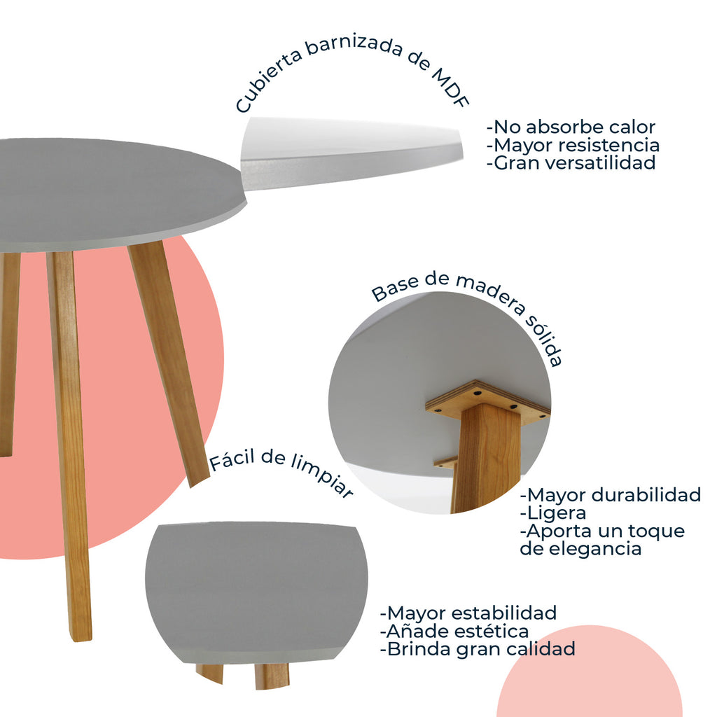 Mesa de Comedor Circular Frankfurt 80cm