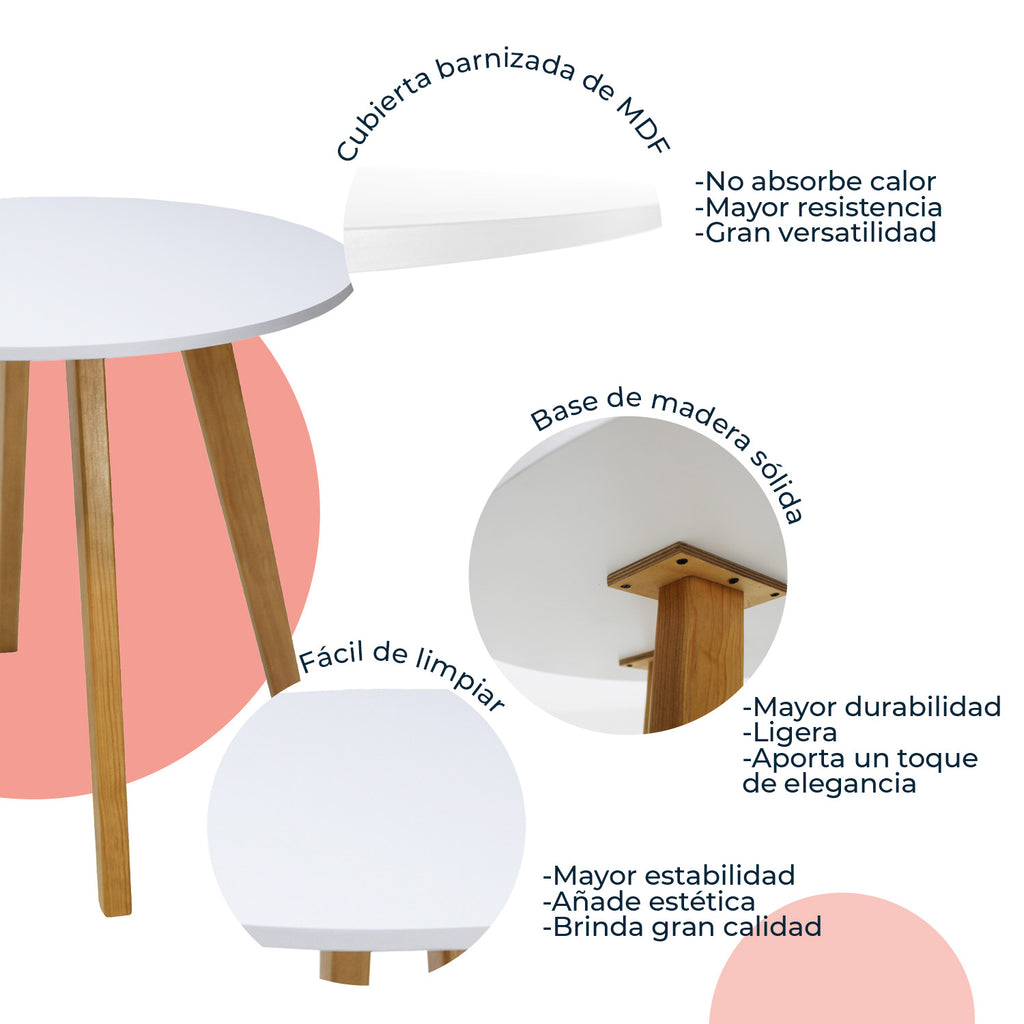 Mesa de Comedor Circular Frankfurt 80cm