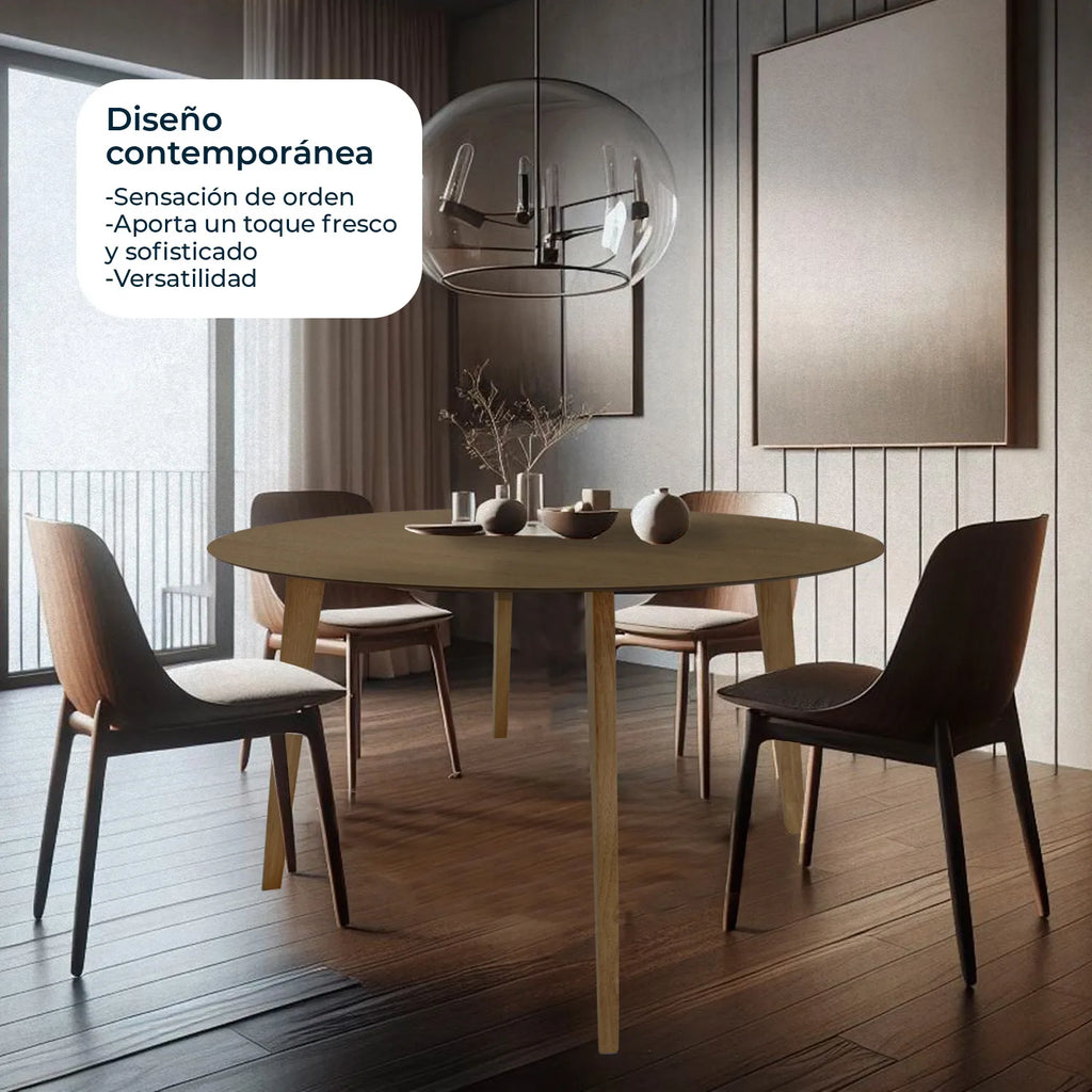 Mesa de Comedor Circular Madeira Chapa 110