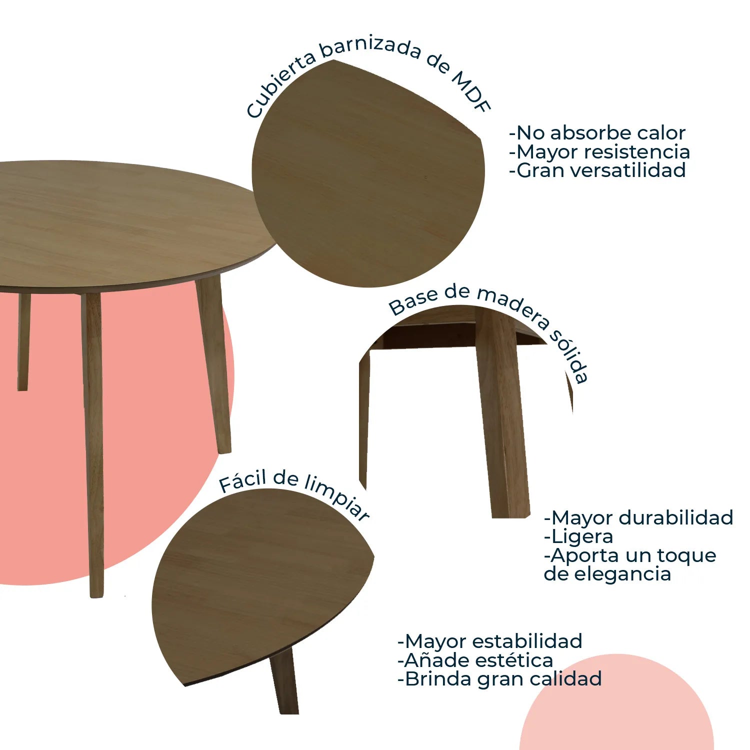 Mesa de Comedor Circular Madeira Chapa 110