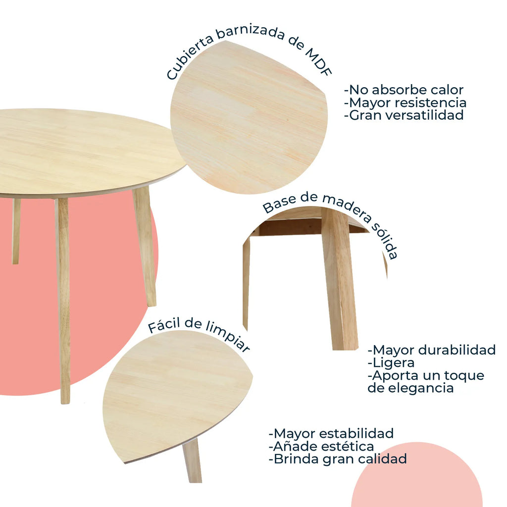 Mesa de Comedor Circular Madeira Chapa 110