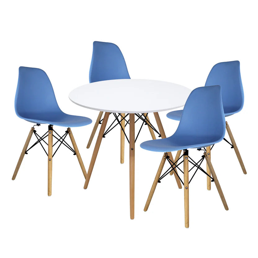 Comedor Mesa oslo 80 Blanco + 4 Sillas Oslo