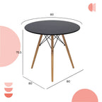 Comedor Mesa Oslo 80 Negro + 4 Sillas Moura