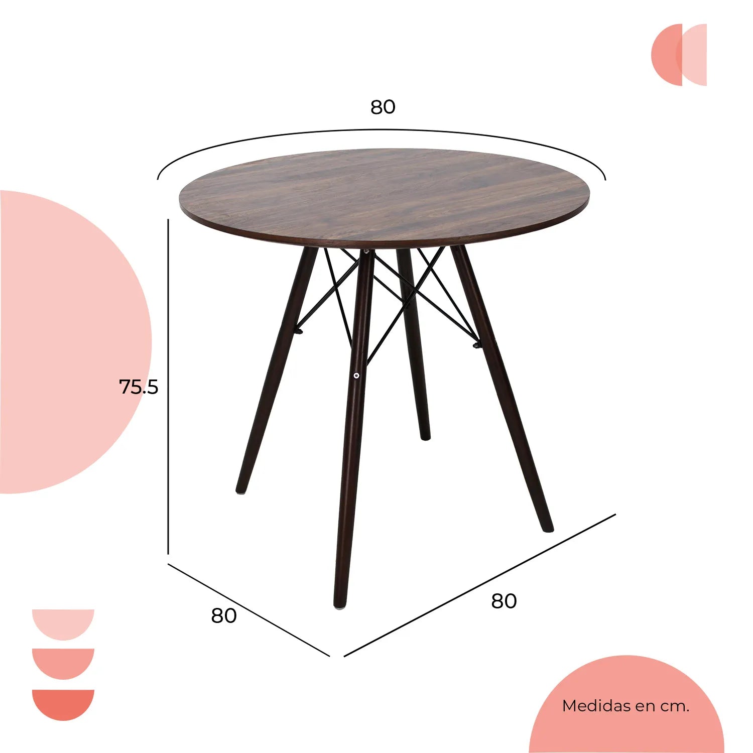 Comedor Mesa oslo 80 Nogal + 4 Sillas Oslo