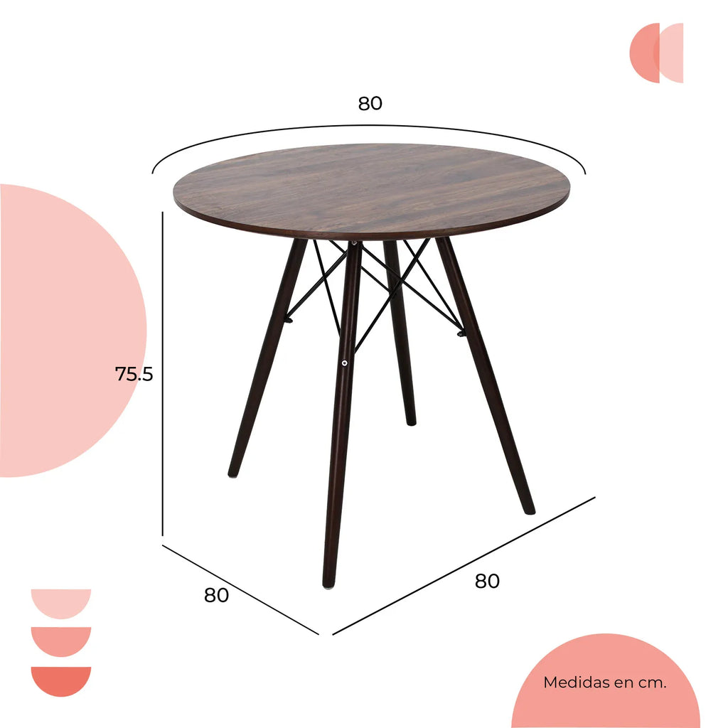 Comedor Mesa oslo 80 Nogal + 4 Sillas Oslo