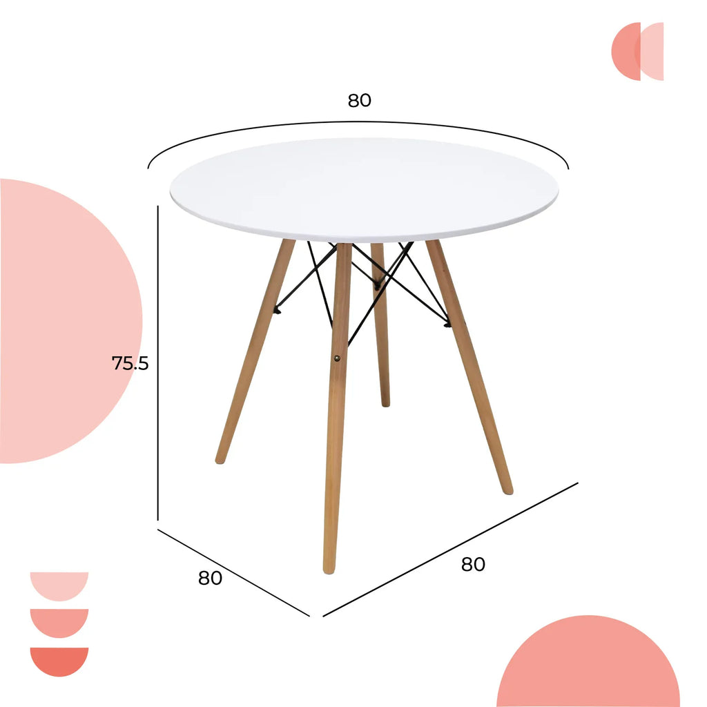 Comedor Mesa Oslo 80 Blanca + 4 Sillas Moura