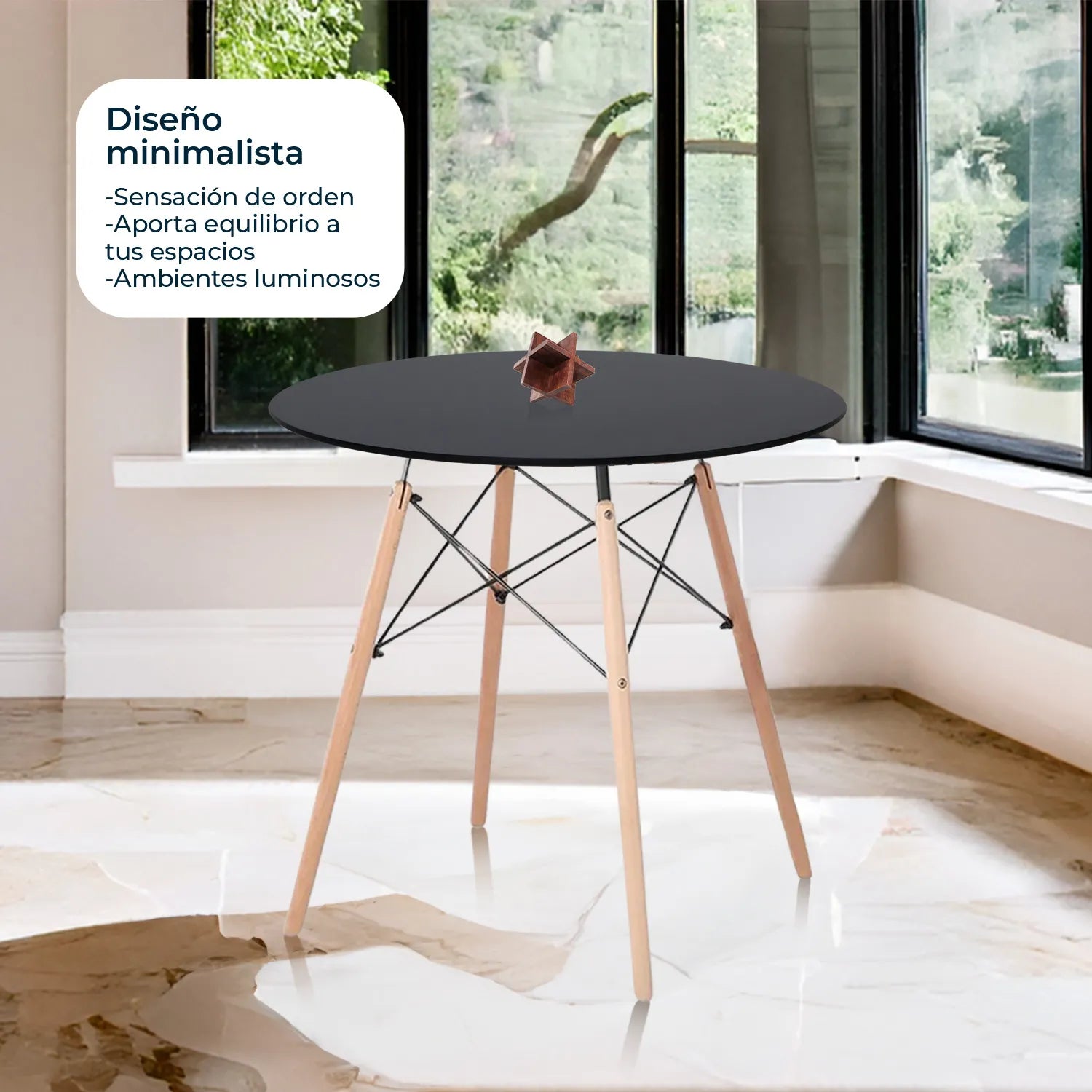 Comedor Mesa oslo 80 Negro + 4 Sillas Oslo