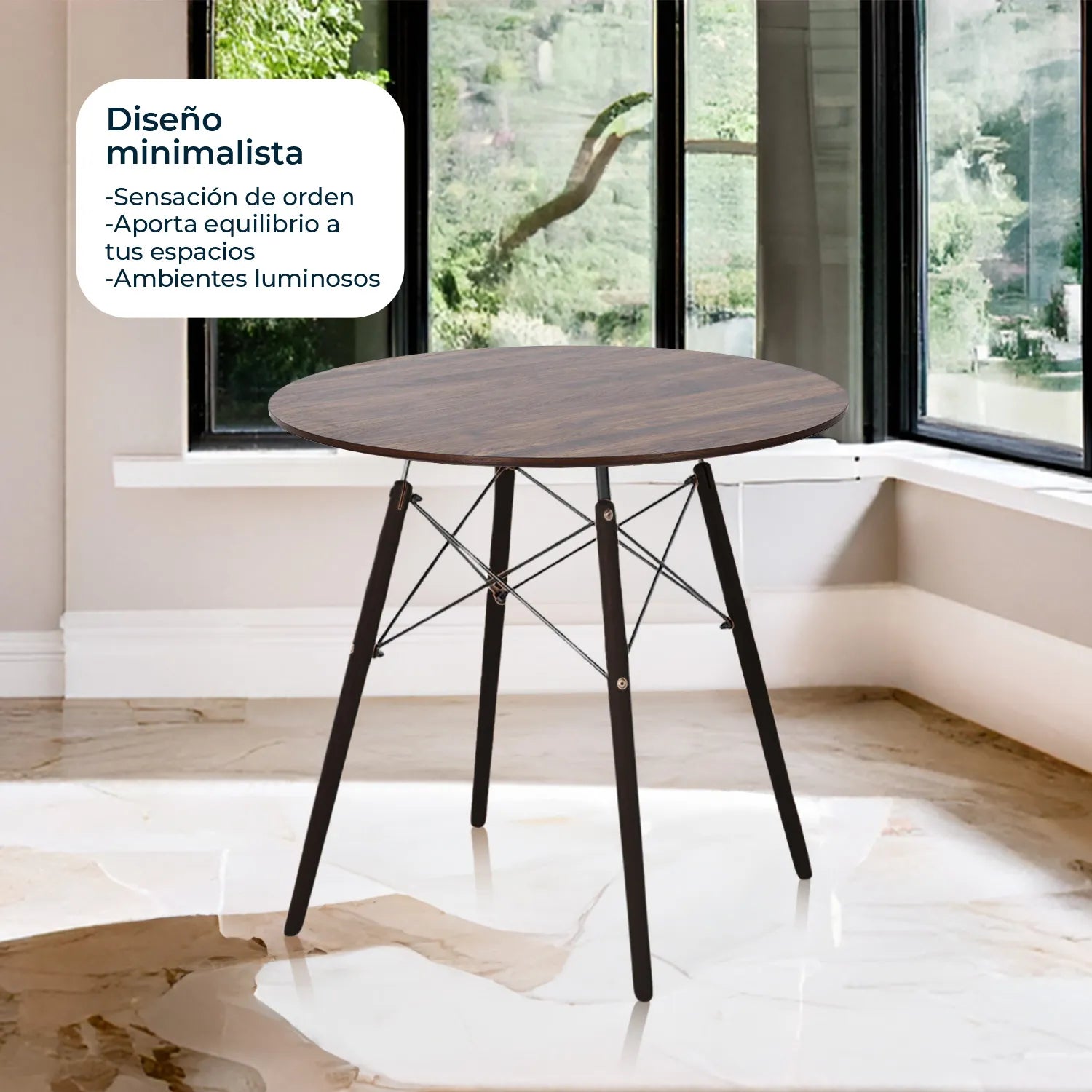 Comedor Mesa oslo 80 Nogal + 4 Sillas Oslo