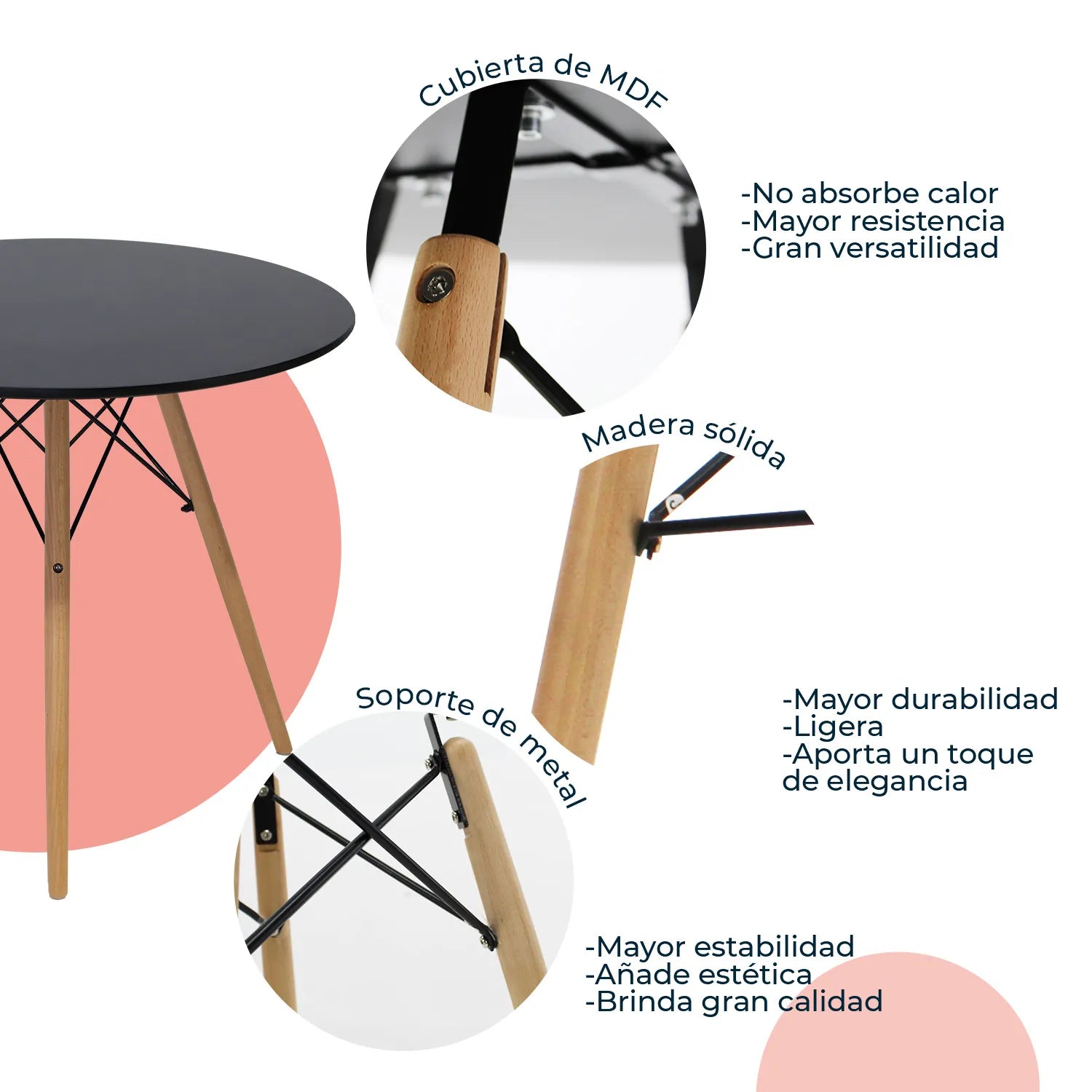 Comedor Mesa Oslo 80 + 4 Sillas Vento