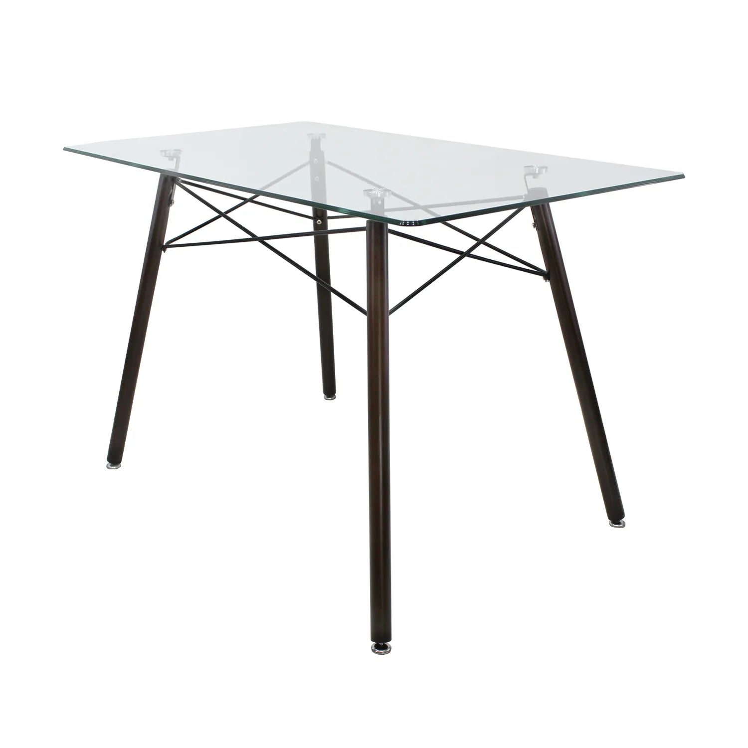 Comedor Mesa Oslo Cristal T5 NOGAL + 4 Sillas Frankfurt