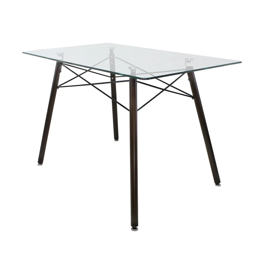 Comedor Mesa Oslo Cristal T5 NOGAL + 4 Sillas Frankfurt