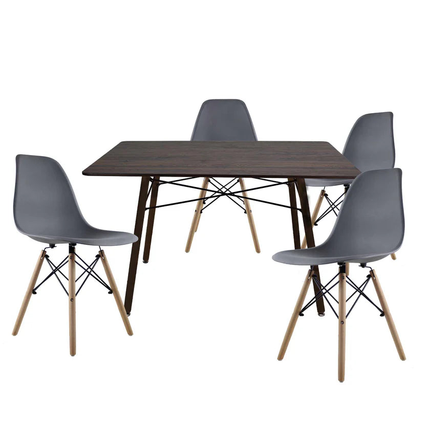 Comedor Mesa Oslo Rectangular Nogal + 4 Sillas Oslo