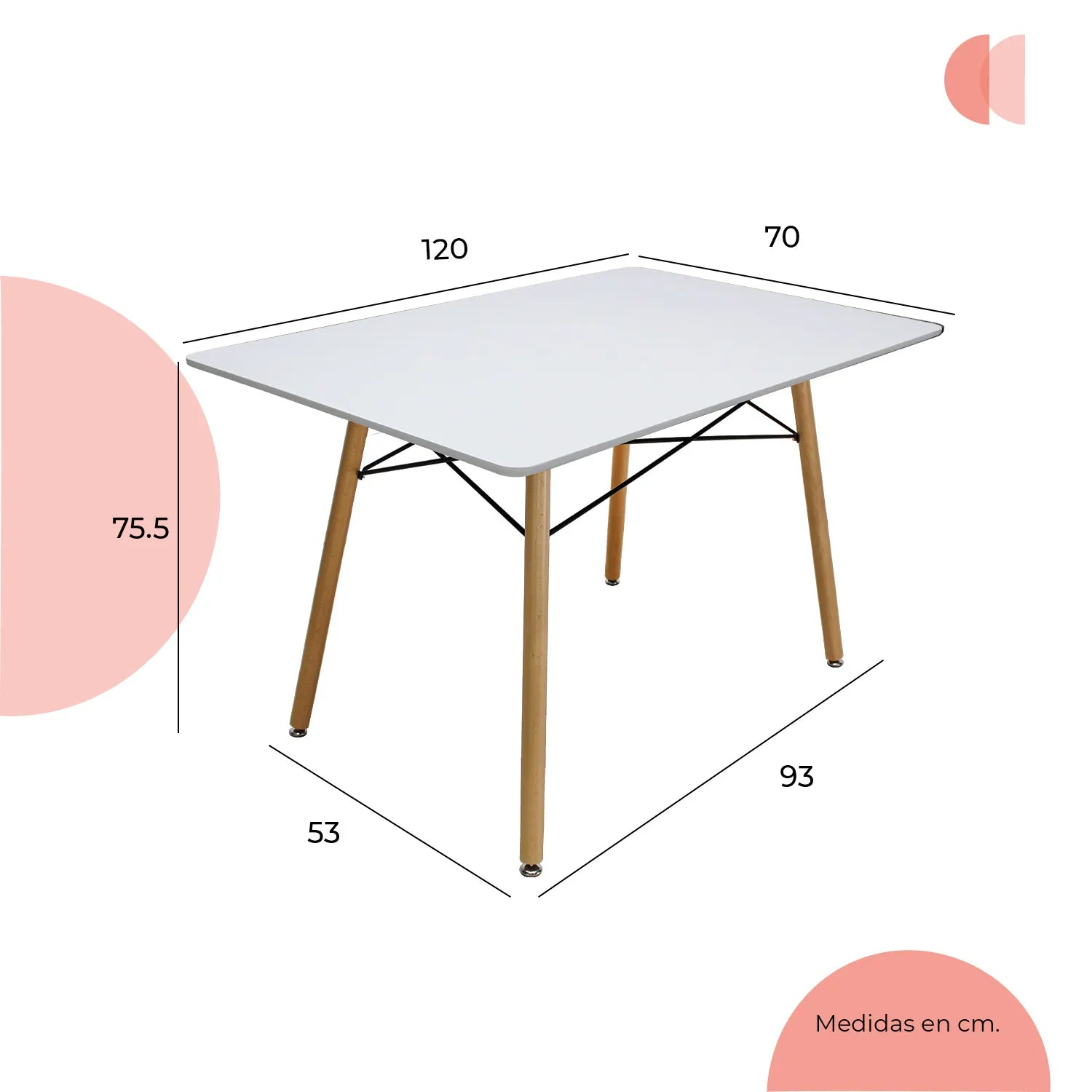 Comedor Mesa Oslo Rectangular  Blanco + 4 sillas Vento