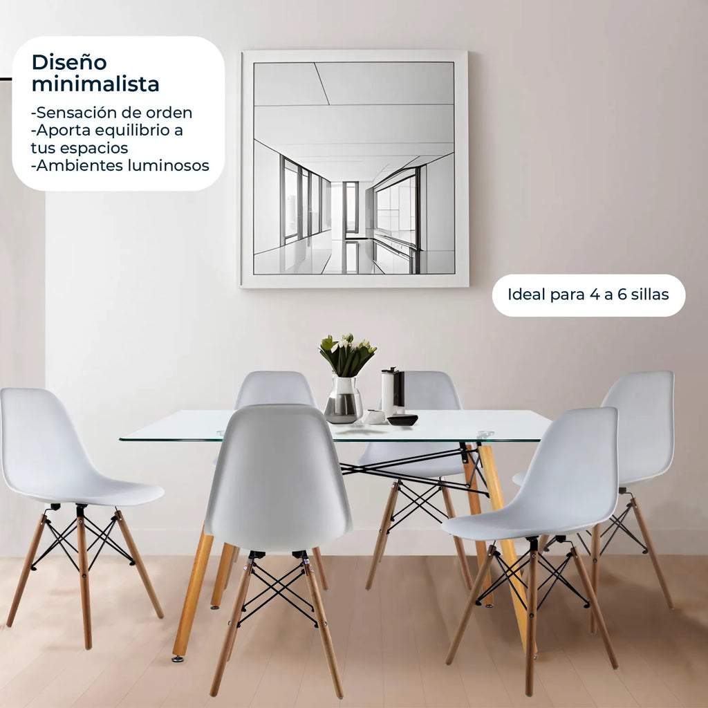 Comedor Mesa Rectangular T5 + 4 Sillas Oslo