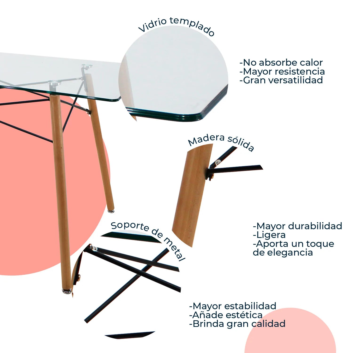 Comedor Mesa Oslo Cristal T5  + 4 Sillas Frankfurt