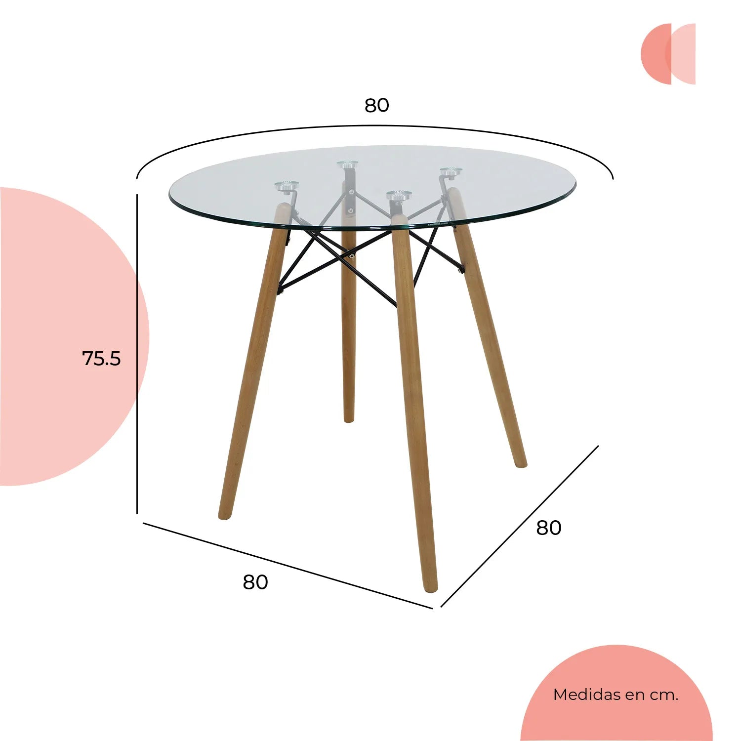 Comedor Mesa Cristal T8 + 4 Sillas Moura