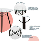 Comedor Mesa Oslo Cristal T8 Nogal + 4 Silla Vento