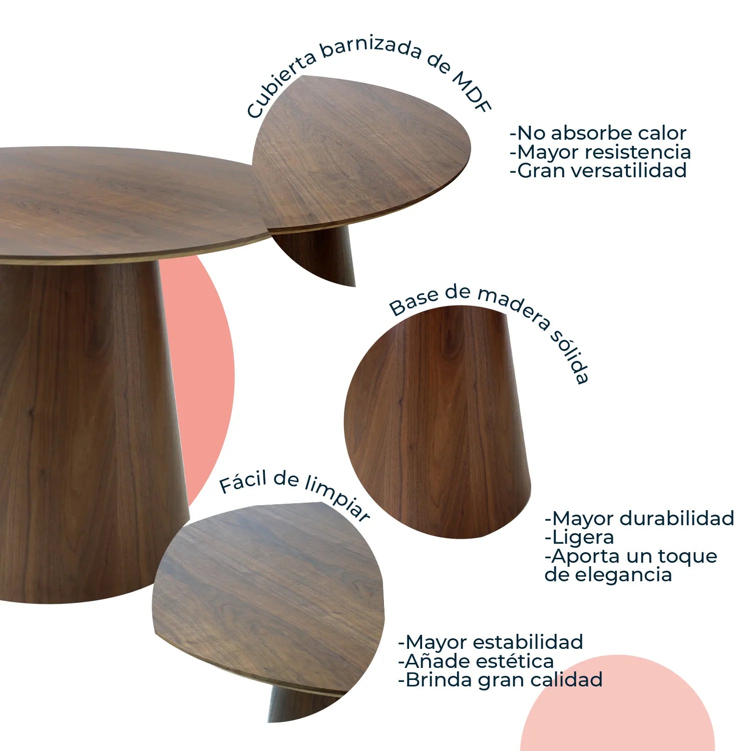 Mesa comedor 100cm Padar Chapa 1371